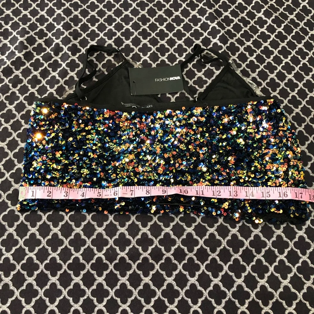 Fashion Nova Sequin Matching Skirt Set Here For A Good Shine AB12 Sz XL